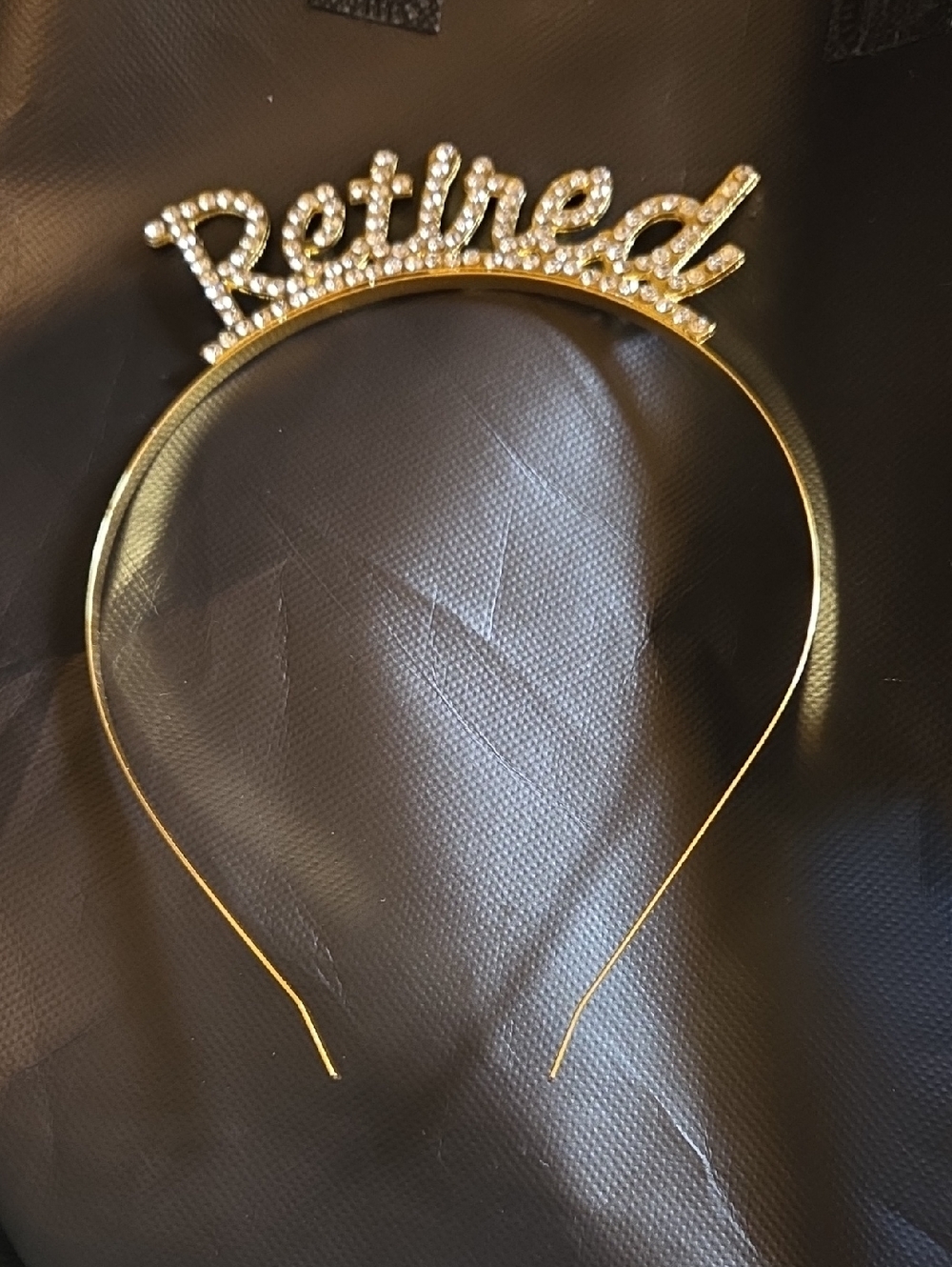 Gold Rhinestone "Retired" Headband - Women's Accessory